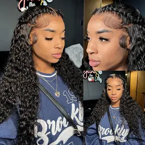 200% Density 13x6 Jerry Curly Lace Front Wig Pre Plucked HD Transparent Human Hair Lace Frontal Wig With Natural Hairline