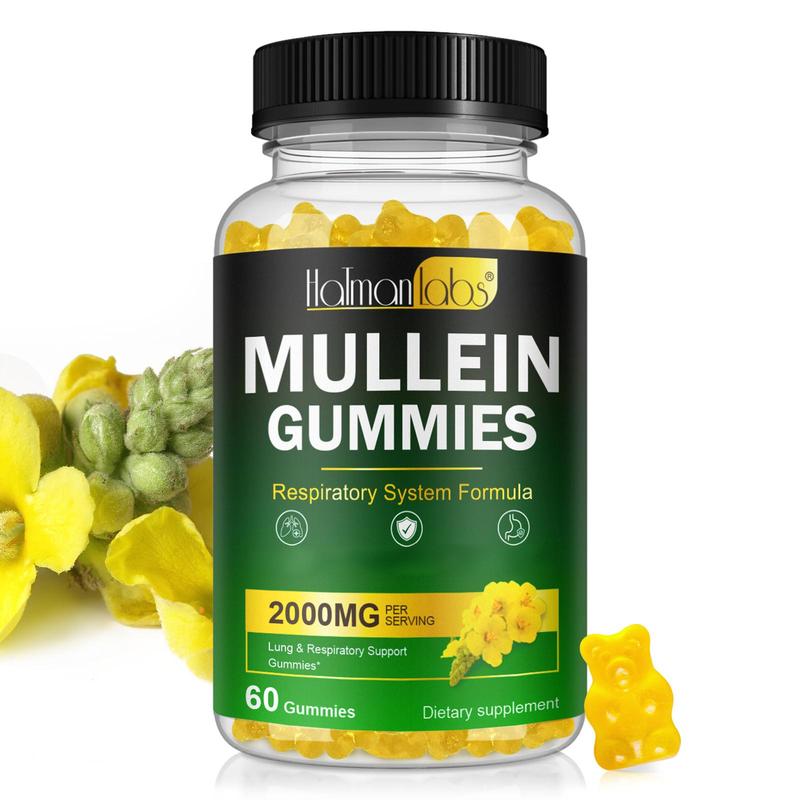 Hatmanlabs Mullein Gummies for Lungs, 2000MG Per Serving, with Mullein Extract for Lungs, Breathe Easier - 60 Gummies