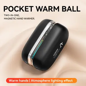 Magnetic Rechargeable Hand Warmer 2-Pack with Digital Display & 7-Color LED Lights, Neck Wearable Design, Perfect Winter Gift for Men & Women