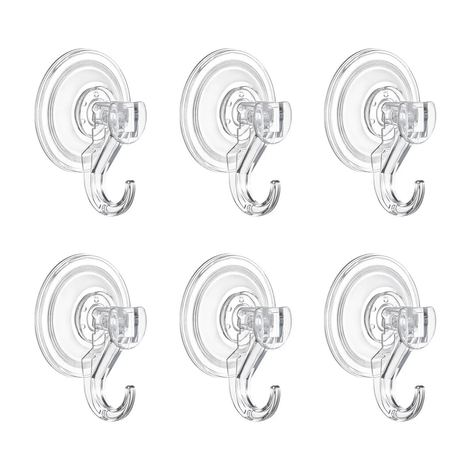 【SummerFinds】VEVOR Suction Cup Hooks 6 Pack,  , 2.76 x 3.54 x 1.57 inch, 10 LBS Max Load Clear Shower Suction Cups, Strong and Reusable Heavy Duty Wall Holder, for Loofah, Towel, Glass, Window, Kitchen, Bathroom