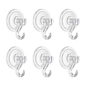 VEVOR Suction Cup Hooks 6 Pack,  , 2.76 x 3.54 x 1.57 inch, 10 LBS Max Load Clear Shower Suction Cups, Strong and Reusable Heavy Duty Wall Holder, for Loofah, Towel, Glass, Window, Kitchen, Bathroom