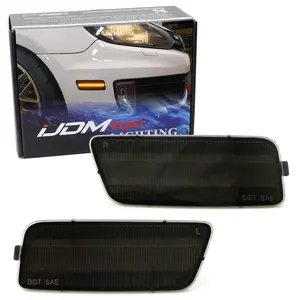 iJDMTOY Smoked Lens Amber Full LED Bumper Side Marker Light Kit For Volkswagen: 2010-2014 MK6 GTI, Powered by 40-SMD LED