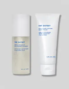 The Outset Double Cleansing Duo - Micellar Cleanser & Caffeine Micro Polish for Gentle Makeup Removal & Skin Repair Facial Wash