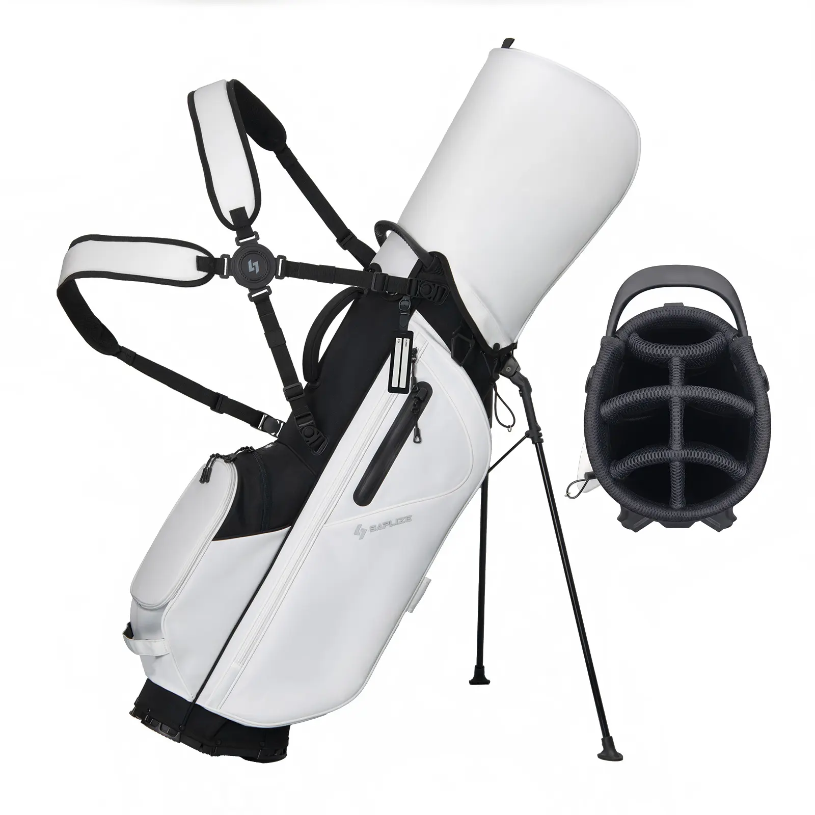 SAPLIZE 7 Way Golf Stand Bag, Lightweight Golf Bag with Stand for Men Women, Golf Club Carry Bag with Dual Strap, Rain Cover, Multiple Pockets, Golf Ball Holder