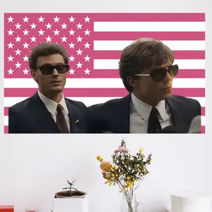 Nicholas Alexander Chavez and Cooper Koch Pink USA Flag 3x5 Feet   Menendez Brothers Story, Monsters Netflix Merch Funny Meme Tapestry   for Indoor and Outdoor Decoration