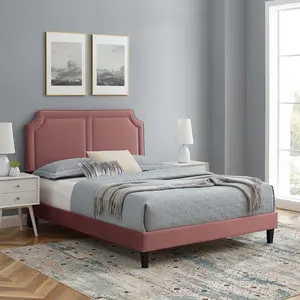 Modway Novi Performance Velvet King Bed in Dusty Rose