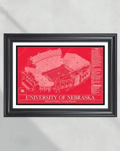 University Of Nebraska Cornhuskers Memorial Stadium Blueprint Football Print