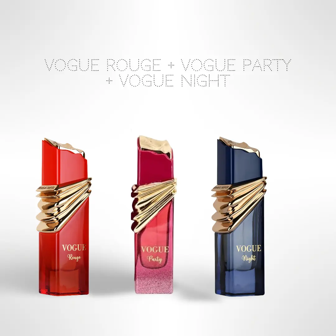 Vogue Bundle – Vogue Party + Vogue Night + Vogue Rouge | 3 x 100ml (3.4 Fl Oz) Eau de Parfum for Women