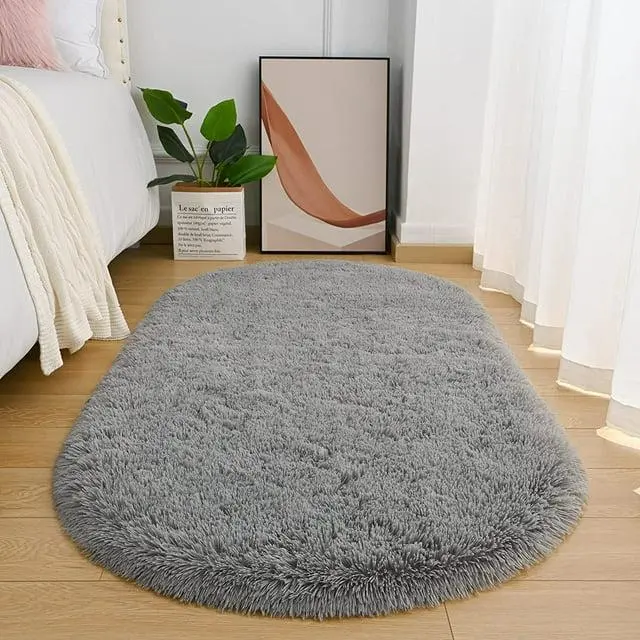 Machine washable oval carpet, easy to clean carpet, home decor mat for living room, bedroom, office, dining room, 2.6x5.3 feet