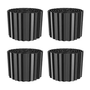 GAOMON 20FT 4 Pack Black Corrugated Metal Landscape Edging, Flexible, Rustproof Garden Border for Flower Beds, Lawn, Driveway & Walkways – Galvanized Steel Landscape Trim for Mulch, Gravel & Raised Beds