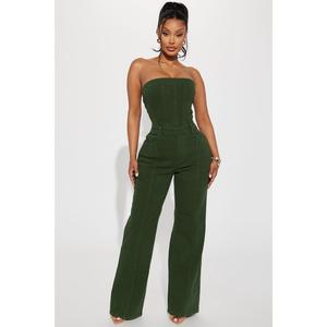 Mine For The Weekend Denim Jumpsuit - Green