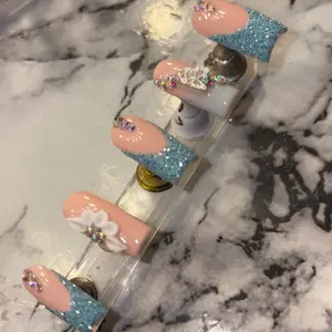 Sugar Flower Frenchie Acrylic Press on Nails