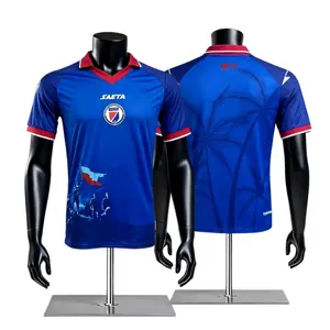 Haiti National Team 2026 Polo Soccer Jersey Blue White And Red Short-Sleeve Jersey