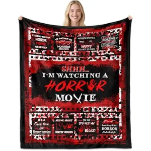 Horror Movie Blanket 50x60 Inches, Super Soft Cozy Throw for Couch, Halloween Decorations, Scary Movie Night Gift for Horror Lovers Women Men