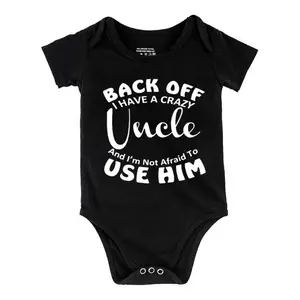 Funny Baby Babysuit Back Off I Have A Crazy Uncle And I'M Not Afraid To Use Him Letter Print Baby Short Sleeve Onesies Romper For Infant, Newborn Boys Girls Soft Casual Outfit ，Outdoor Baby Bodysuits