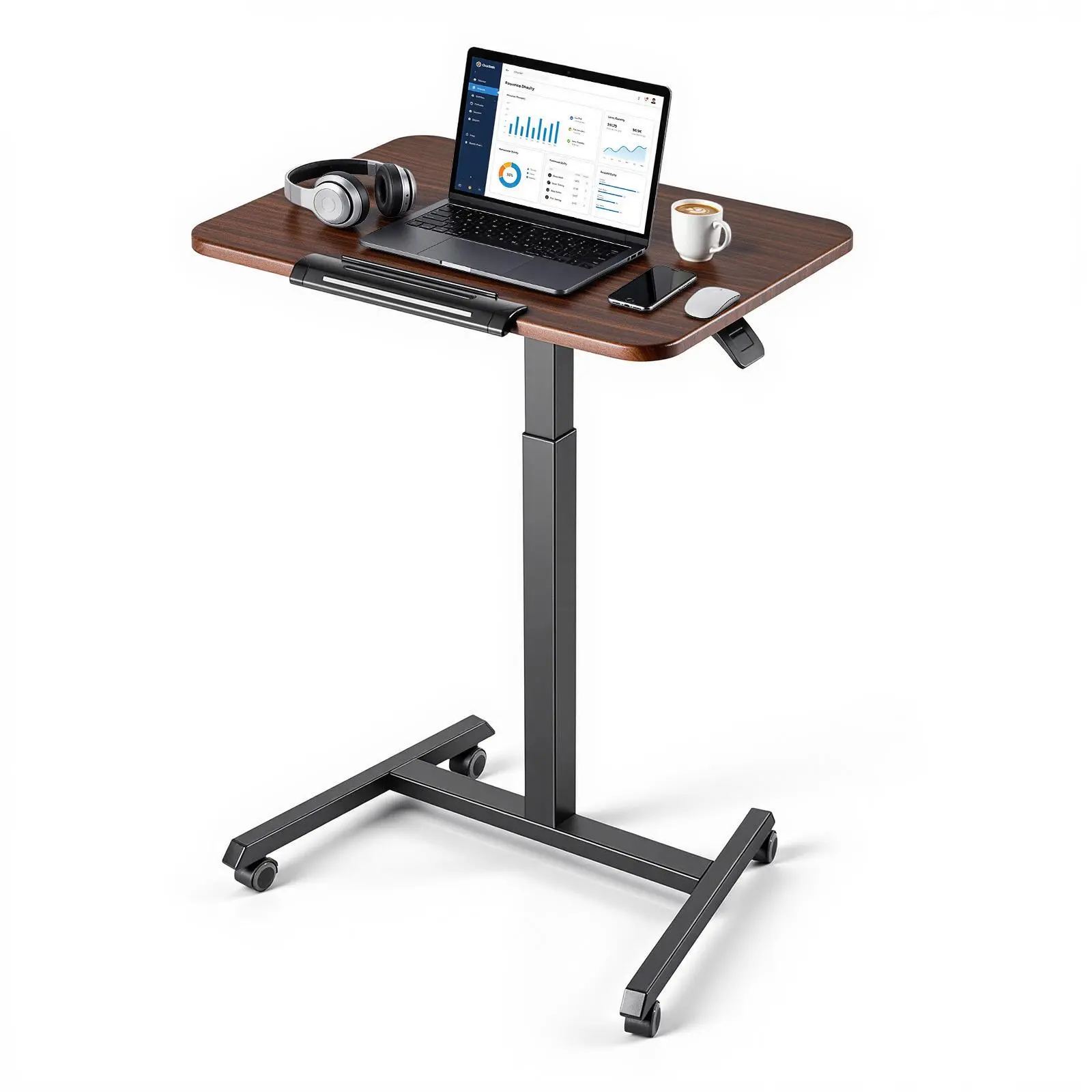 VEVOR Standing Desk, Adjustable Height Mobile Stand Up Desk with Tilting Desktop, 25.6 x 19 in Small Computer Sit Stand Rolling Workstation with 4 Casters, 33 lbs Capacity, Ideal for Home Office