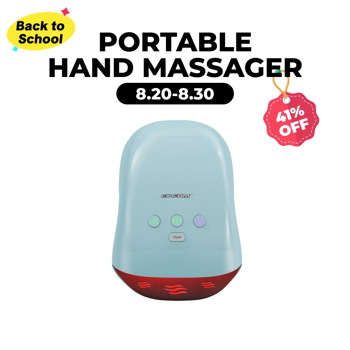 CINCOM Thermal Hand Massager for Adults, Blue Portable Muscle Massagers with Adjustable Settings & Auto-Off, USB Rechargeable Massage Devices, Usb Rechargeable Massagers