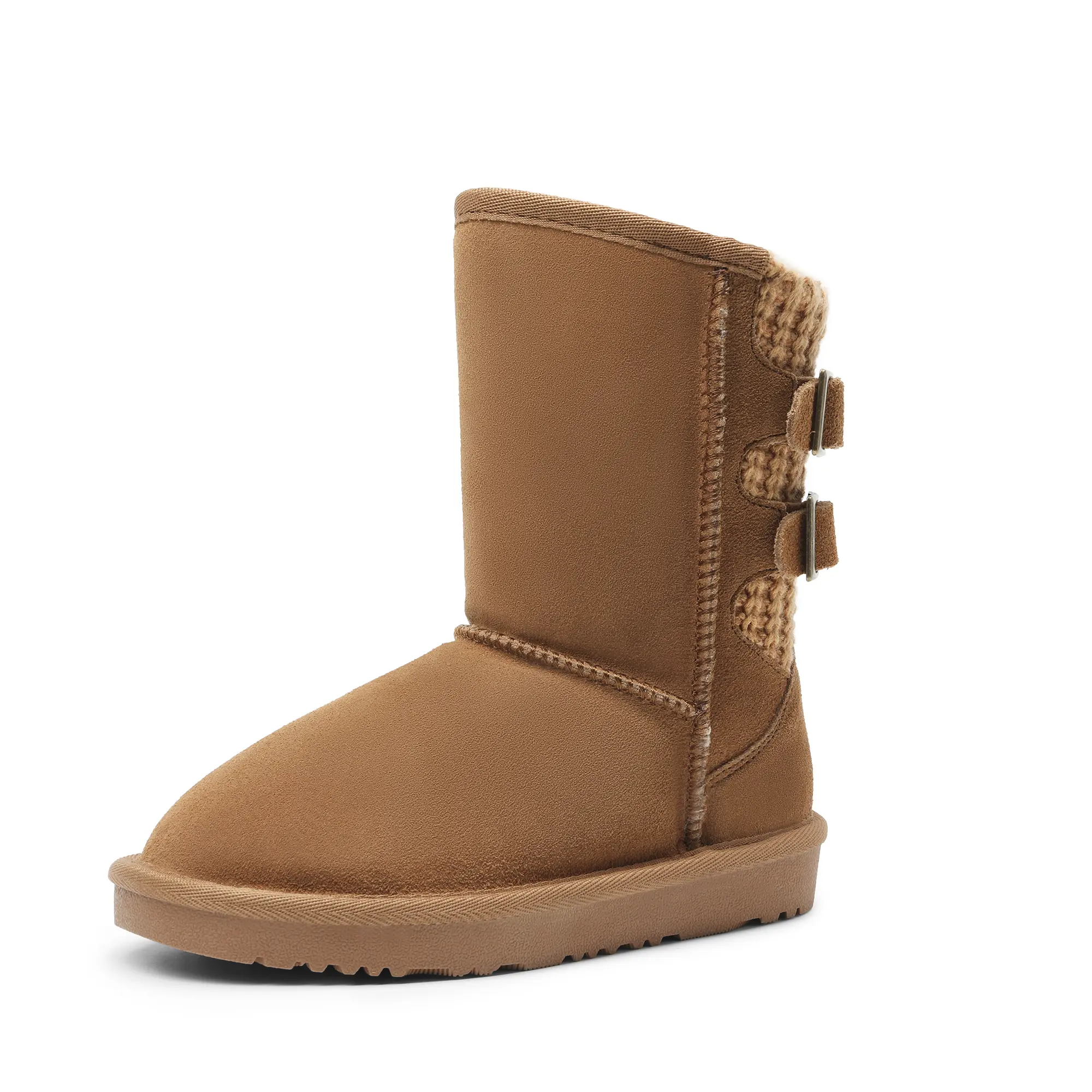 DREAM PAIRS KIDS Girls Boys Winter Boots Faux Fur Lined Mid Calf Kids Snow Tall Shoes FuzzyChic Kid's Buckle for Little Kid/Big Kid