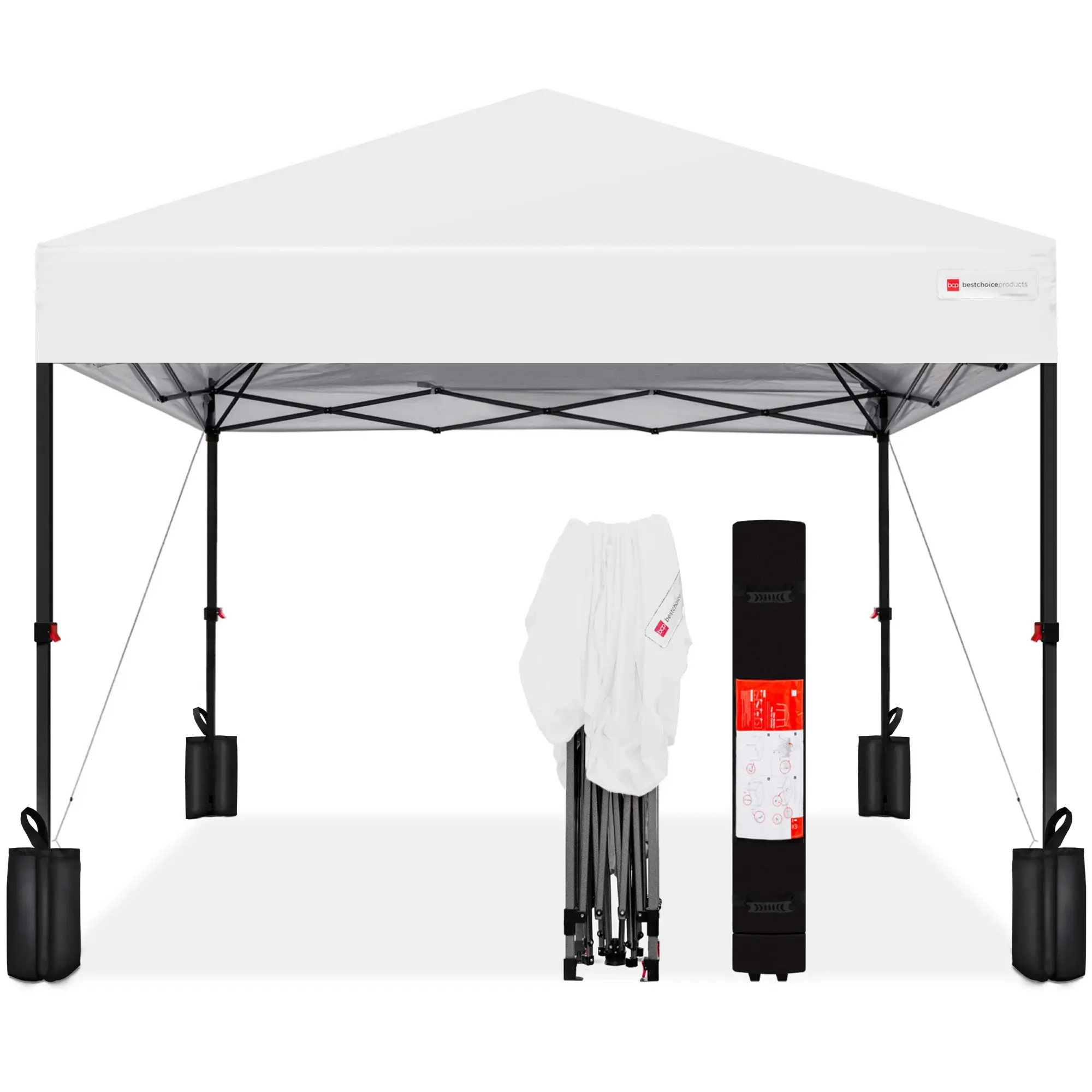 Best Choice Products 10x10ft Easy Setup Pop Up Canopy w/ 1-Button Setup, Wheeled Case, 4 Weight Bags Best Choice Products 10x10ft Easy Setup Pop Up Canopy w/ 1-Button Setup, Wheeled Case, 4 Weight Bags
