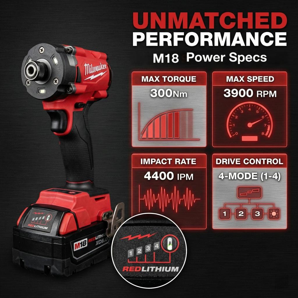 Milwaukee M18 FID3 Cordless Impact Driver With Battery Charger Automotive Tools For Mechanics High Speed Compact Design