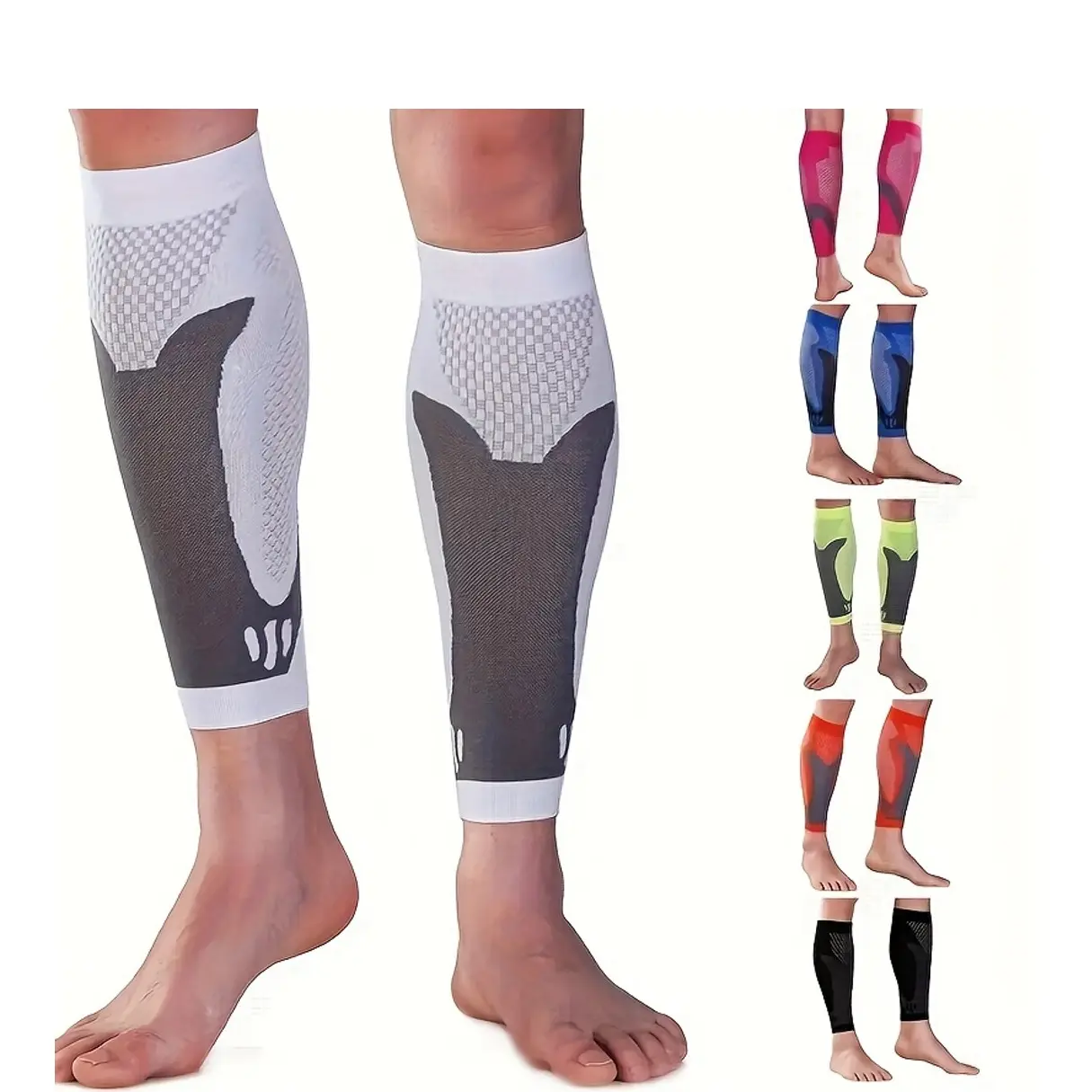 Elastic Nylon Fiber Compression Calf Sleeves with Snug Support for Varicose Vein Relief and Active Recovery