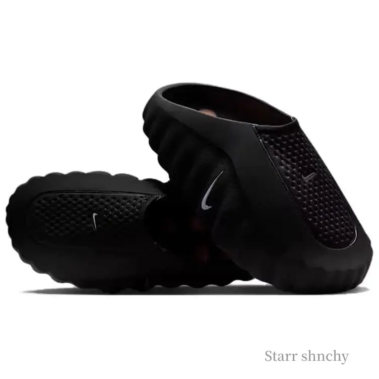 Mind 001 Black Chrome Slip-On Sports Slides, Thick Cushioned Non-Slip Wear Resistant Mule Slippers for Gym Shower Beach Daily Wear