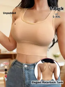 Women's Backless Bra with Cross Back Design, Breathable Ribbed Fabric, High Elasticity, Stretch Gym Sports Bra, Medium Support for Sports and Everyday Wear