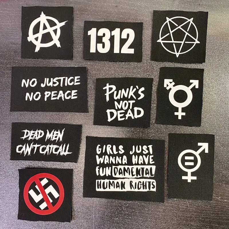 Punk Patches - Crust Punk Patches - Feminist Equality Anti-Racist Anarchy Trans ACAB Dead Men Can't Catcall Women's Rights Activism Patches