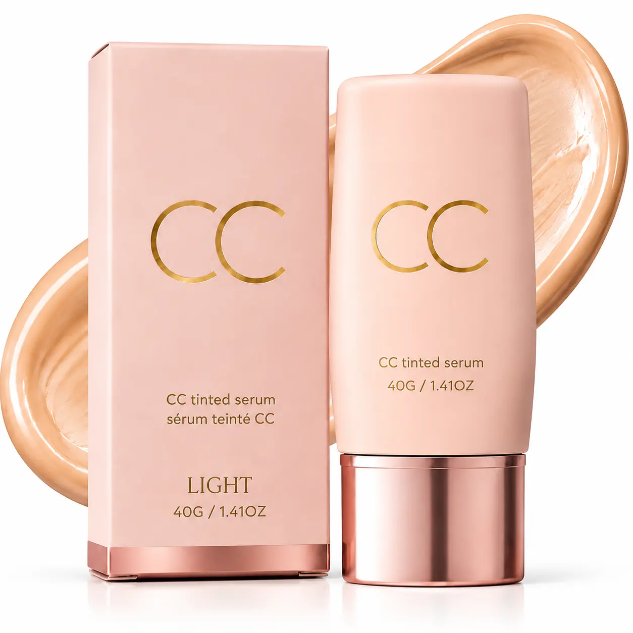 CC Tinted Foundation, Medium Coverage Creamy Soft Matte Makeup Base, Pore Blurring Finish, Natural Looking Complexion Makeup for Light & Medium Skin Tone