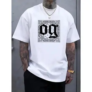 Men's Summer 2025 Street Style OG Pattern T-shirt - Black Casual Round Neck Shirt with Complex Letter Printing, Suitable for Gaming and Casual Wearing Menswear Top Tshirt Streetwear Crewneck Tropical Chainsaw Operator Shortsleeve White