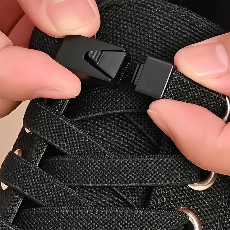 1/2pairs Unisex Elastic Shoe Laces & Buckles Set, Durable Sports Footwear Accessories, Ideal for Casual Daily Wear & Outdoor Activities