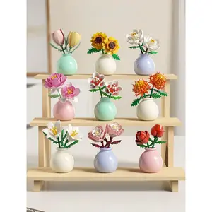 Realistic Eternal Flower Succulent Handmade Bouquet DIY Vase Lily Chrysanthemum Rose Maple Tree Peony Sunflower Tulip Jasmine Indoor Home Decor Gift