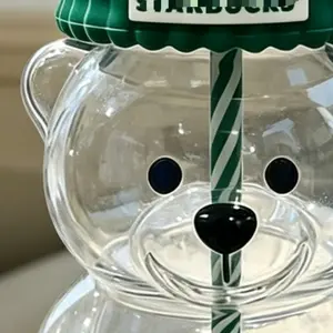 Style Bear Shaped Glass Cup 2026 Trendy Reusable Coffee Mug for Daily Use
