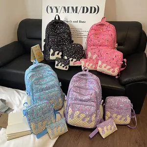 New Ice Cream Series Three-Piece Backpack Set, Girl's Heart, School Style Backpack, Sweet Double-Shoulder Bag for College Students