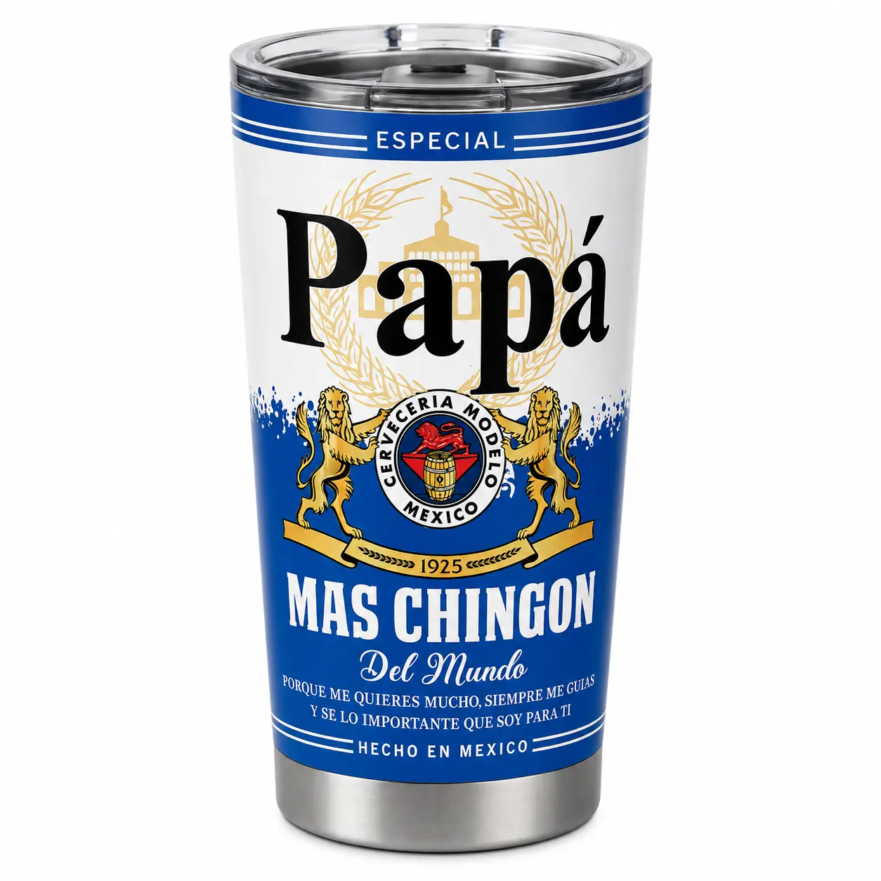 20oz Insulated Stainless Steel Portable Flask - "World's Most Awesome Dad" Drink Cup with Lid, Ideal Father’s Day Gift for Latino Dad Husband, Flasks, Single