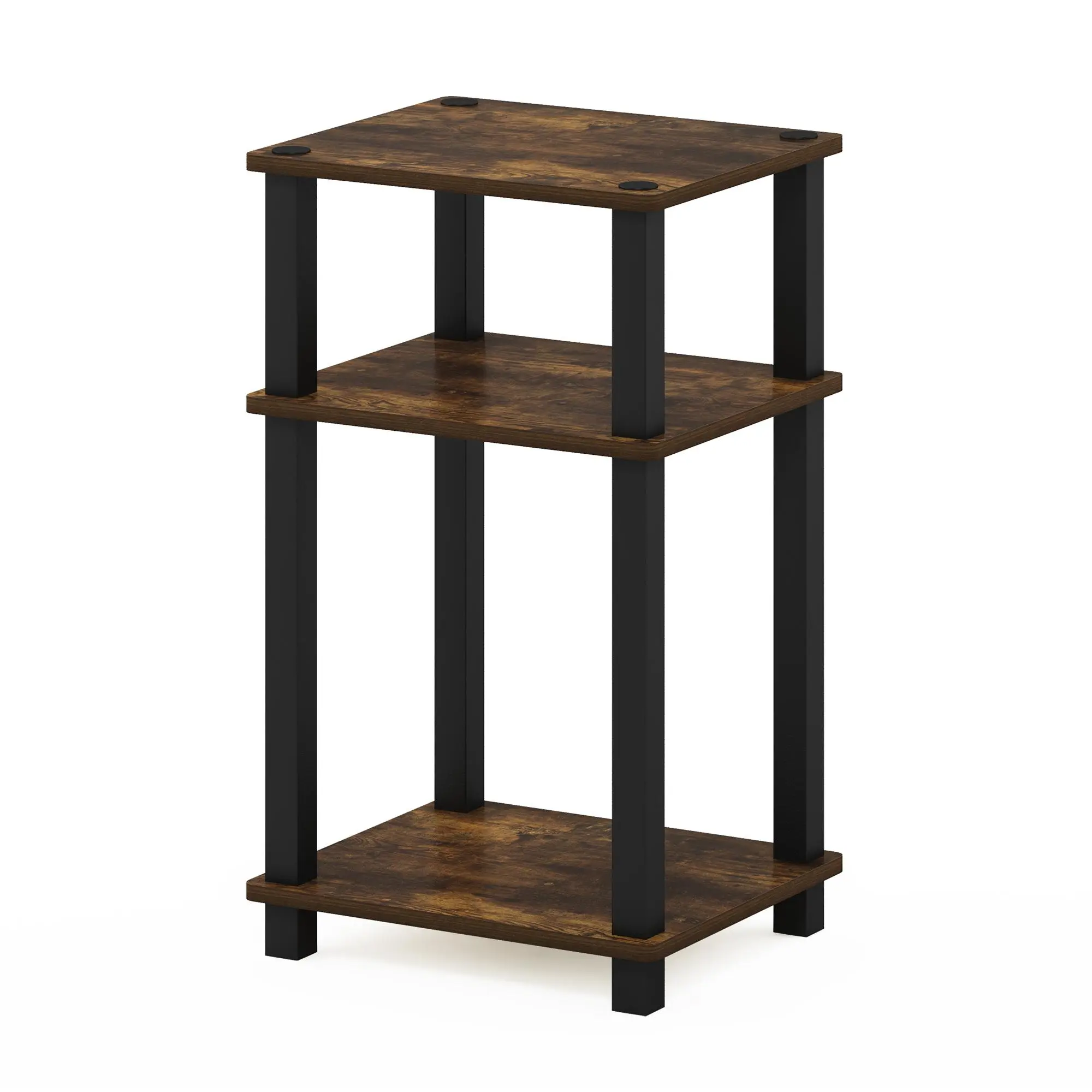 JUST Amber Pine Side Table - Durable, Easy, Low-Toxic End Table with 3-Tier Storage, Open Shelf, Tool-Free Assembly, Versatile Design for Bedrooms, Living Rooms, Durable End Tables, Easy End Tables