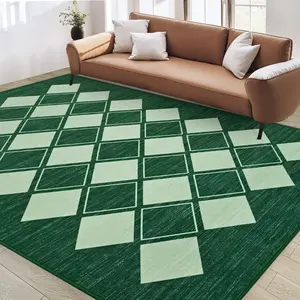 Checkered Soft Modern Geometric Machine Washable Large Area Rugs for Living Room,Bedroom, Low Pile Anti-Slip Indoor Plaid Carpet for Playroom Nursery Kitchen Dorm, Green/Sage Green,Black/Grey,Black/White,Red/Pink,Beige/White,5x8 Feet,6x9 Feet