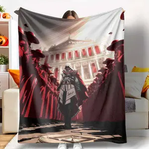 Assassins Creed Flannel Blanket, Brotherhood Print, UltraSoft, Lightweight, Warm, Cozy, Perfect for Gaming Room, Living Room, Travel, Dorm Room, Christmas Gift, Birthday Gift, Anniversary Gift.