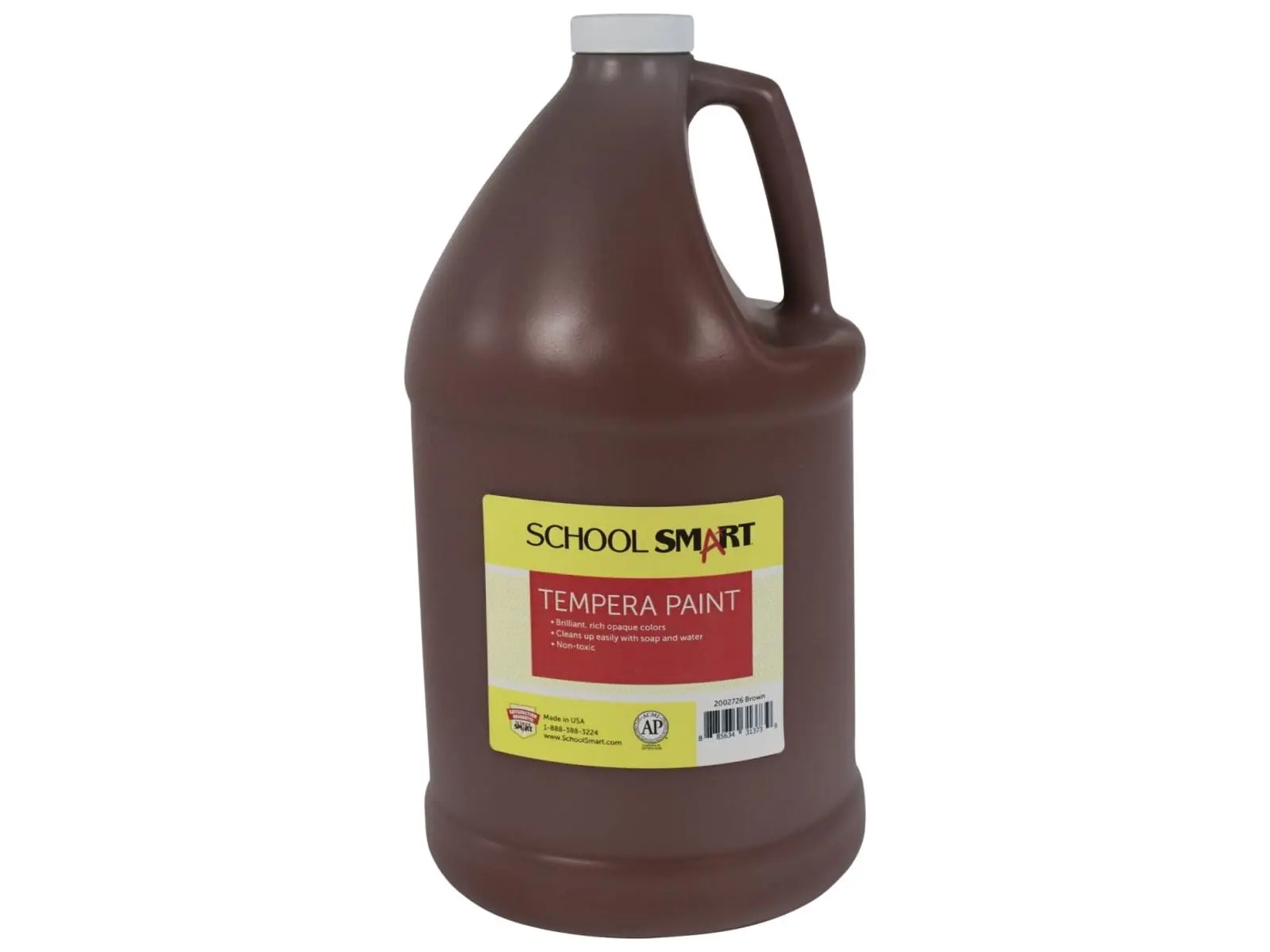 School Smart 1 gal Tempera Paint, Brown - Arts and Crafts Supply for All Ages, Certified AP Non-Toxic, Brings Out Artist Potential for Creative Journey, Dried Paint Won't Chip
