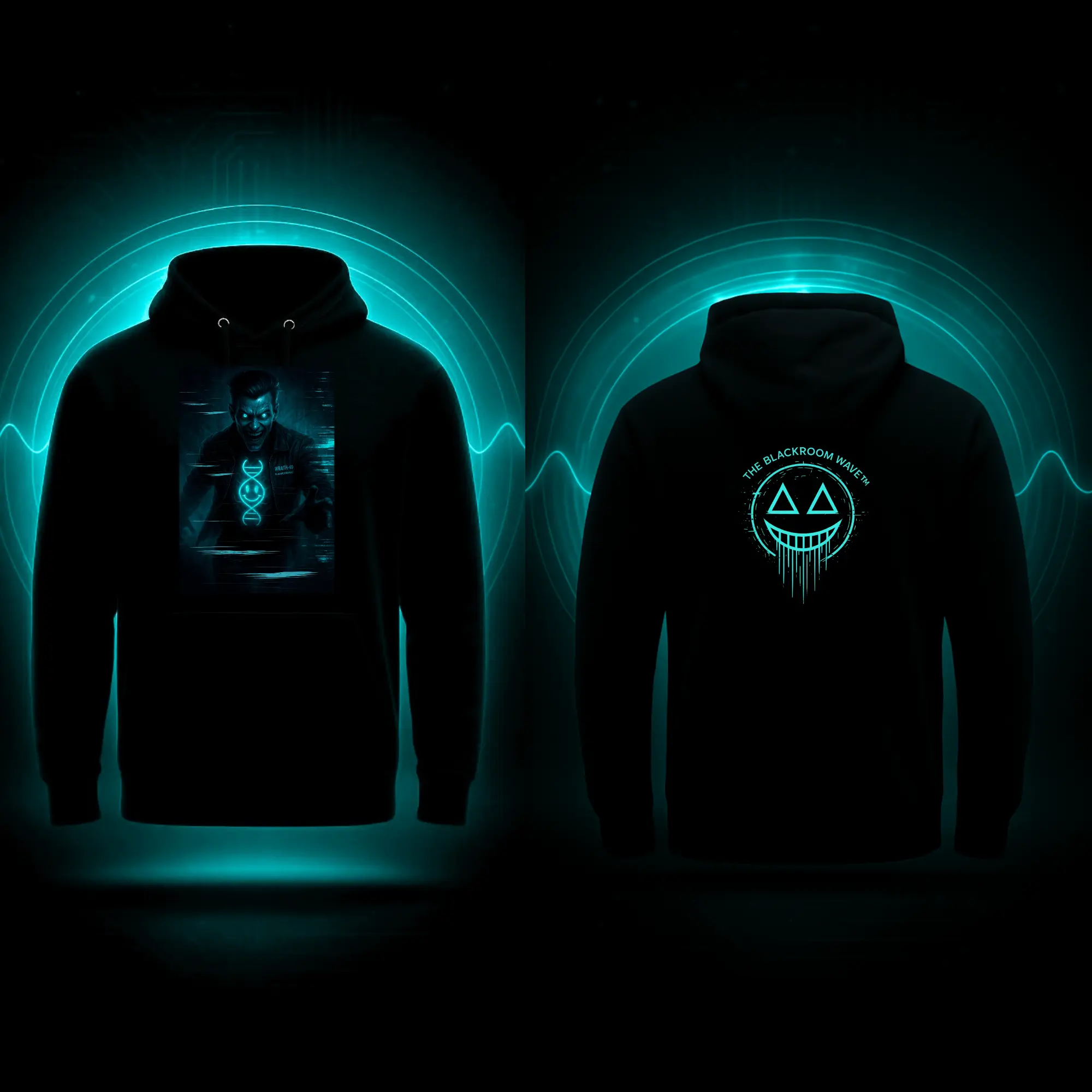 THE BLACKROOM WAVE – WRAITH-49 Corrupted Code Protocol Hoodie | Unisex Graphic Oversized Cotton Fleece Streetwear