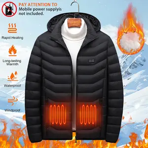 Men Electric USB Heating Jacket Winter Thermostat Hooded Heated Cloth Coat Warm