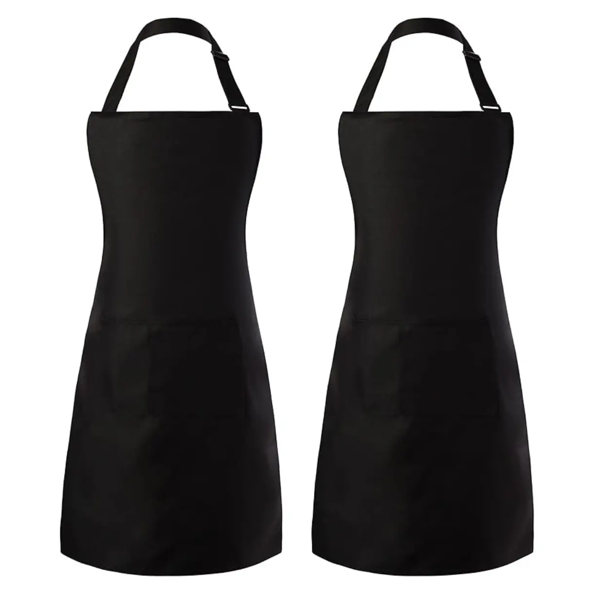 2 Pack Adjustable Bib Apron, Waterdrop Resistant Aprons with 2 Pockets Cooking Kitchen Restaurant Aprons for Women Men Chef, BBQ Drawing Crafting Outdoors