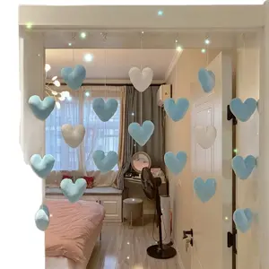 Heart-Shaped Door Curtain Hanging Decoration Romantic Cotton Heart Design Easy Installation High Aesthetic Appeal Best-Selling Home Decor Ornaments Hangable Room