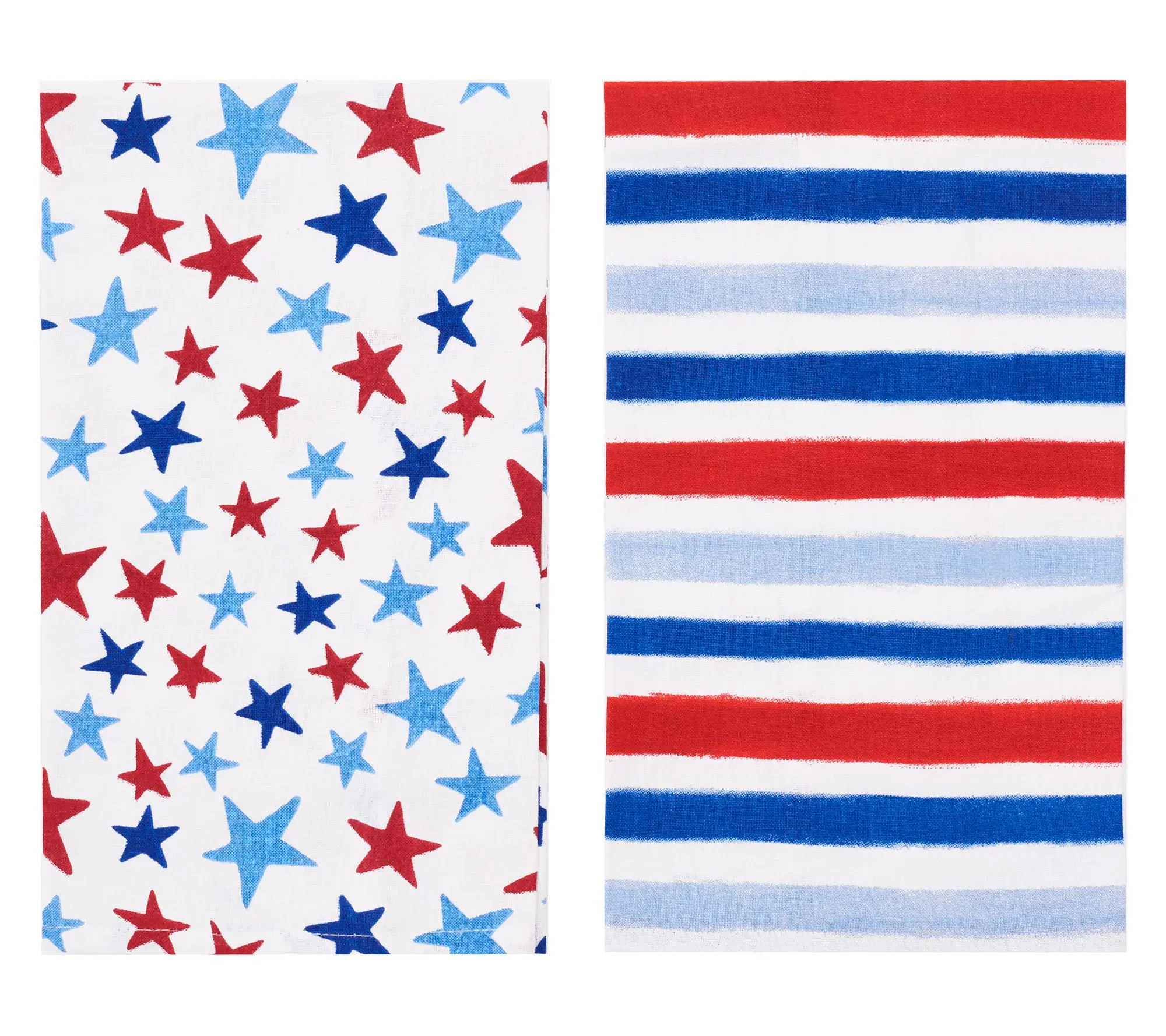 Watercolor Stars & Stripes Kitchen Towel Set Of2 by Valerie