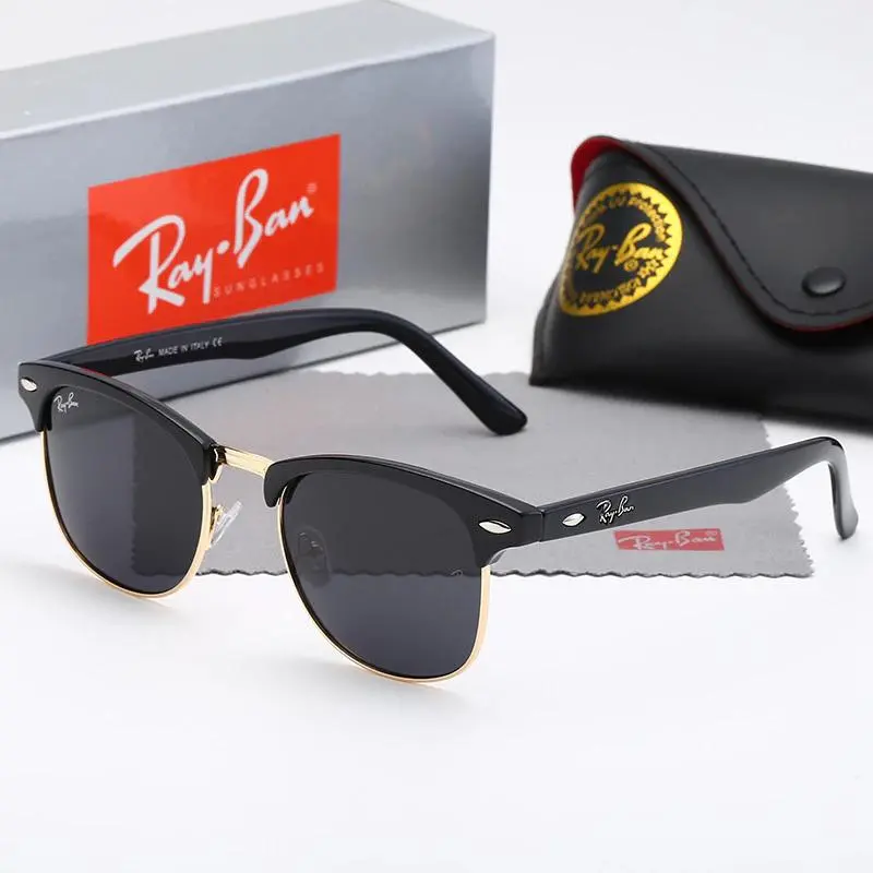 Ray-Ban Clubmaster Classic Polarized UV400 Square Browline Vintage Sunglasses for Men, Driving & Outdoor Use