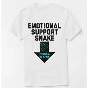 Humorous Inappropriate Emotional Support Snake Halloween Cotton T-Shirt Casual Streetwear