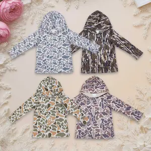 Boys Grey Brown Leopard Camouflage Hooded Long Sleeve Tee Shirts Hoodie Tops Casual spring cotton fabric kids sweatshirt clothing