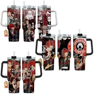 Eijiro Kirishima 'Red Riot' My Hero Academia: Boku No Hero Anime Manga 40oz Tumbler Stainless Steel with Straw, Lid and Handle - Double Wall Insulated Flasks – Perfect Gift for Fans