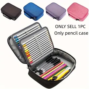 72-Slot Color Pencil Case, Large Capacity Zipper Pencil Bag, Multi-Functional Oxford Fabric, Portable Desk Organizer, Assorted Colors, Stationery Supplies