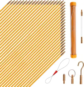 33FT Fiberglass Fish Tape Wire Puller Kit Cable Running Rods Set for Electrical Wiring Through Wall Attic Conduit